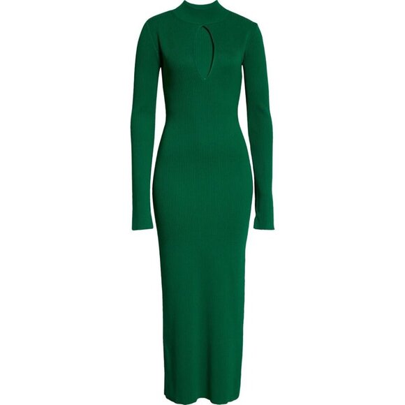MONSE Keyhole Rib Body-Con green Sweater Dress SIZE L - Picture 4 of 12